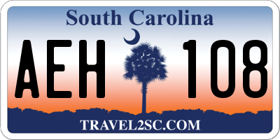 SC license plate AEH108