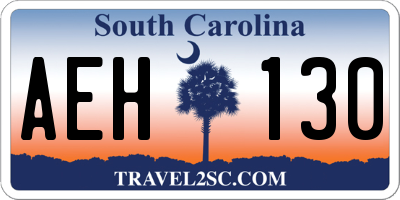 SC license plate AEH130