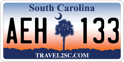 SC license plate AEH133