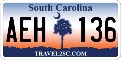 SC license plate AEH136