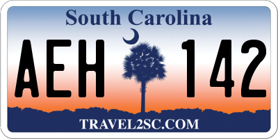 SC license plate AEH142