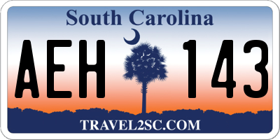 SC license plate AEH143