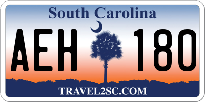 SC license plate AEH180