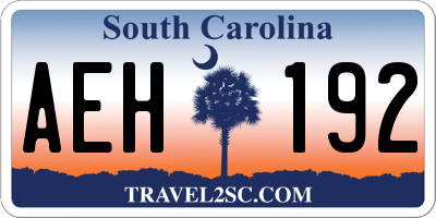 SC license plate AEH192