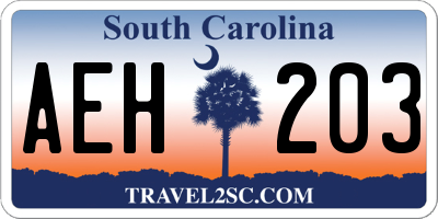 SC license plate AEH203