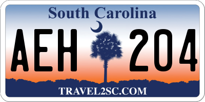SC license plate AEH204