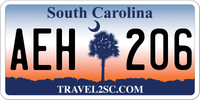 SC license plate AEH206