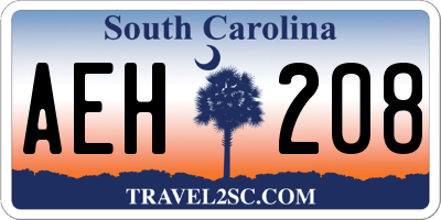 SC license plate AEH208