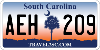SC license plate AEH209