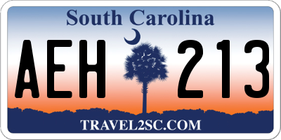 SC license plate AEH213
