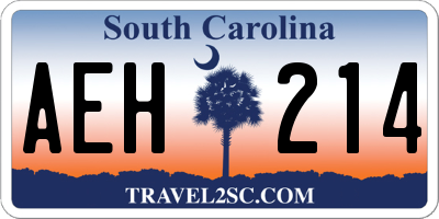SC license plate AEH214