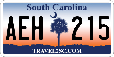 SC license plate AEH215