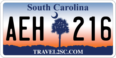 SC license plate AEH216