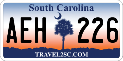 SC license plate AEH226