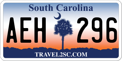 SC license plate AEH296