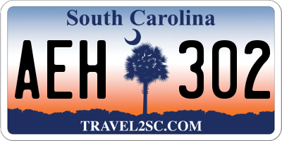 SC license plate AEH302