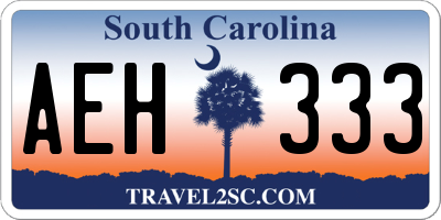 SC license plate AEH333