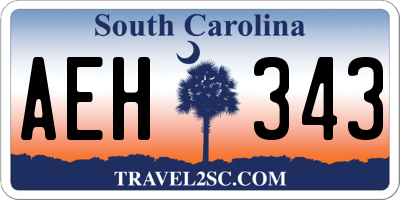 SC license plate AEH343