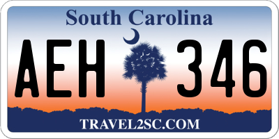 SC license plate AEH346