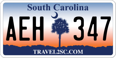 SC license plate AEH347