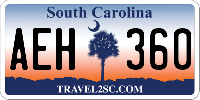 SC license plate AEH360