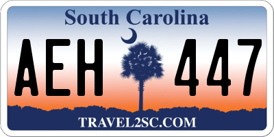 SC license plate AEH447