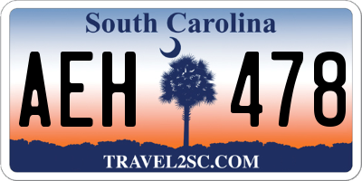 SC license plate AEH478