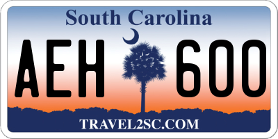 SC license plate AEH600