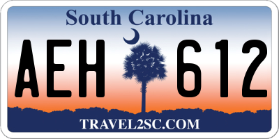 SC license plate AEH612