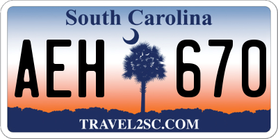 SC license plate AEH670