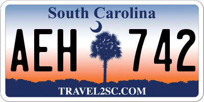 SC license plate AEH742