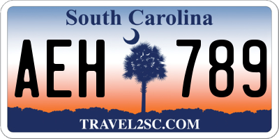 SC license plate AEH789