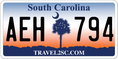 SC license plate AEH794