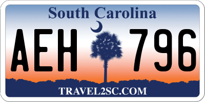 SC license plate AEH796
