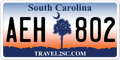 SC license plate AEH802