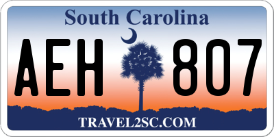 SC license plate AEH807