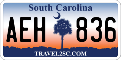 SC license plate AEH836