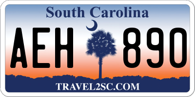 SC license plate AEH890