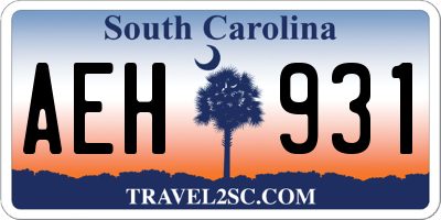 SC license plate AEH931