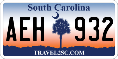 SC license plate AEH932