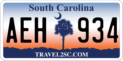 SC license plate AEH934
