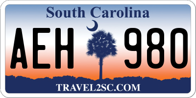 SC license plate AEH980