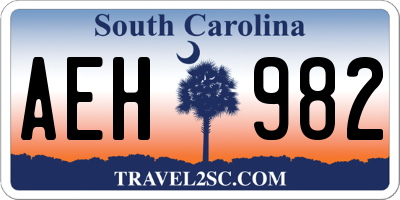 SC license plate AEH982