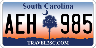 SC license plate AEH985