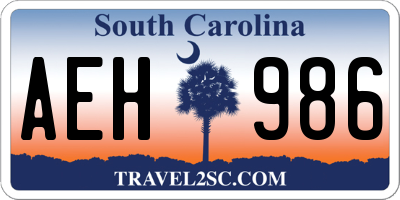SC license plate AEH986