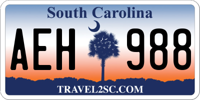 SC license plate AEH988