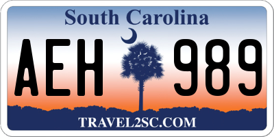 SC license plate AEH989