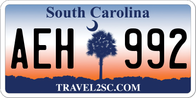 SC license plate AEH992