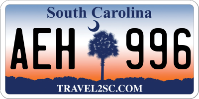 SC license plate AEH996
