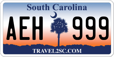 SC license plate AEH999